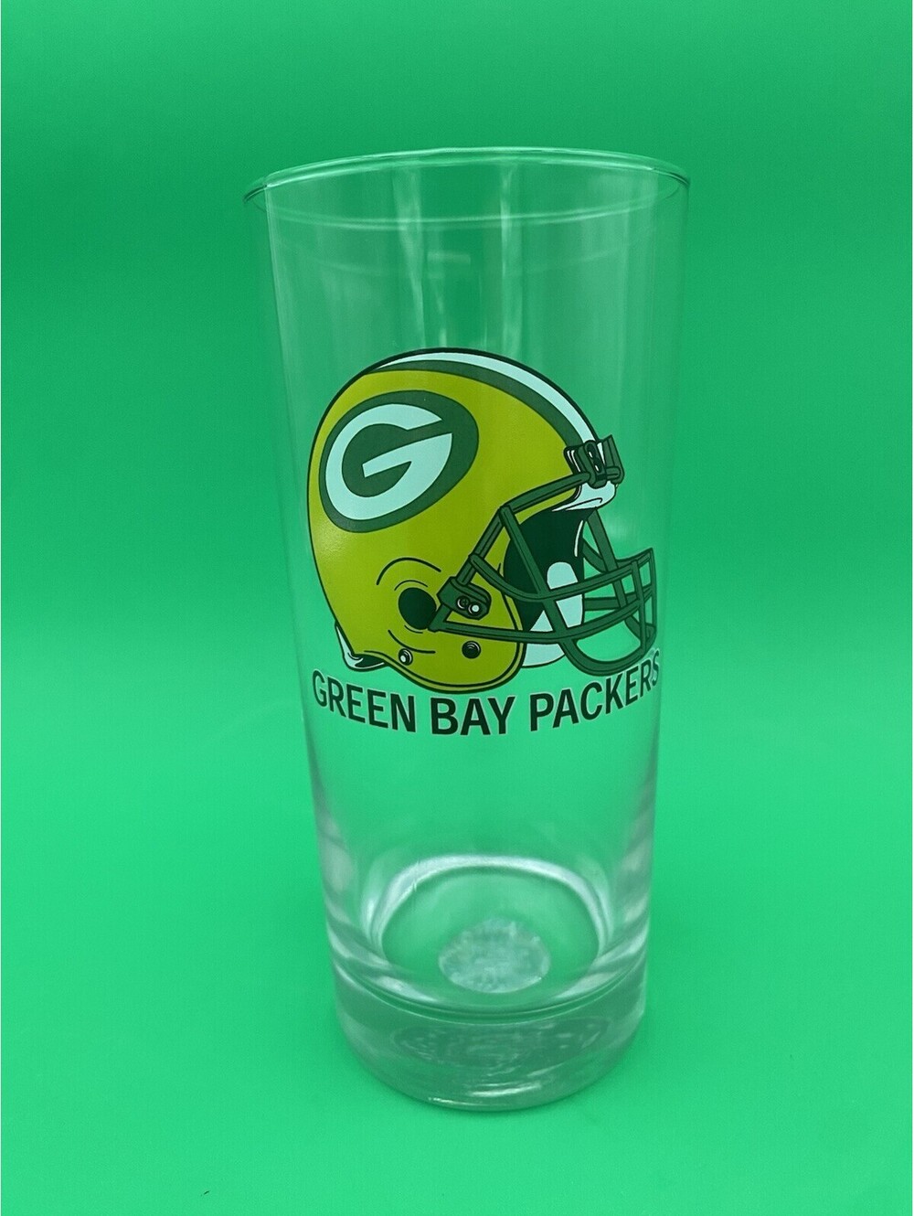 NFL Green Bay Packers Clear Glass w/ Helmet Logo 6.25" Tall Collins Glass